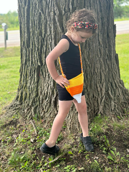 Crochet Candy corn purse