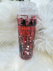 Stranger T.  Snowglobe Tumbler with Cubes